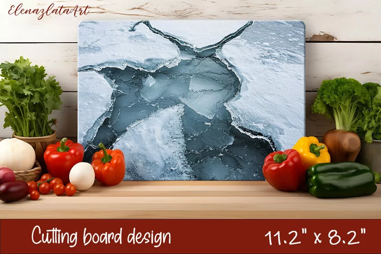 Winter Cutting Board PNG | Winter River Ice Design