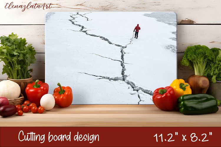 Winter Cutting Board PNG | Winter River Ice Design example image 1