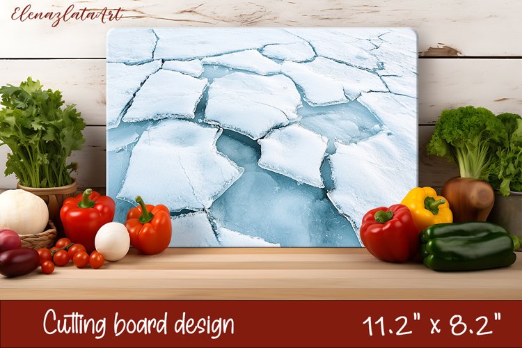 Winter Cutting Board PNG | Winter River Ice Design example image 1