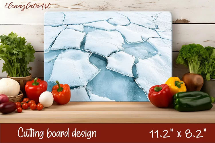 Winter Cutting Board PNG | Winter River Ice Design