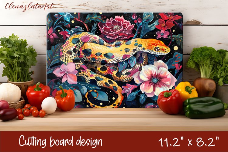 Snake in flowers, eastern horoscope Cutting Board.