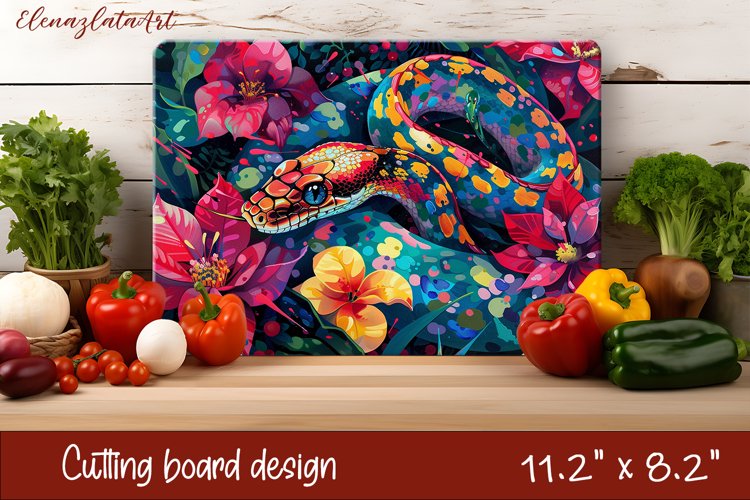Snake in flowers, eastern horoscope Cutting Board.