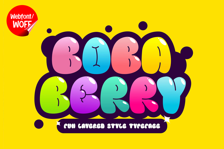 Boba Berry | Cute 3D Balloon Layered Webfont for Fun Website