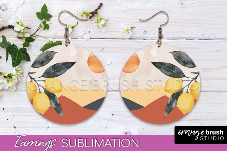 Boho Landscape Round Earring Sublimation, Minimalist Earring
