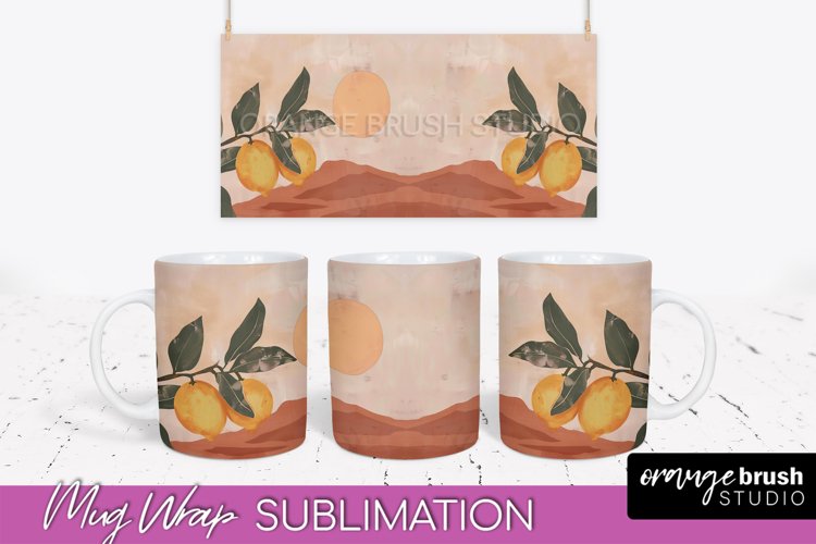 Boho Mug Wrap - Minimalist Landscape Mug Sublimation Design