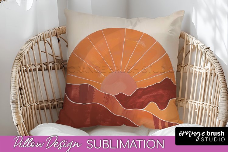 Boho Pillow Cover - Minimalist Landscape Pillow Sublimation