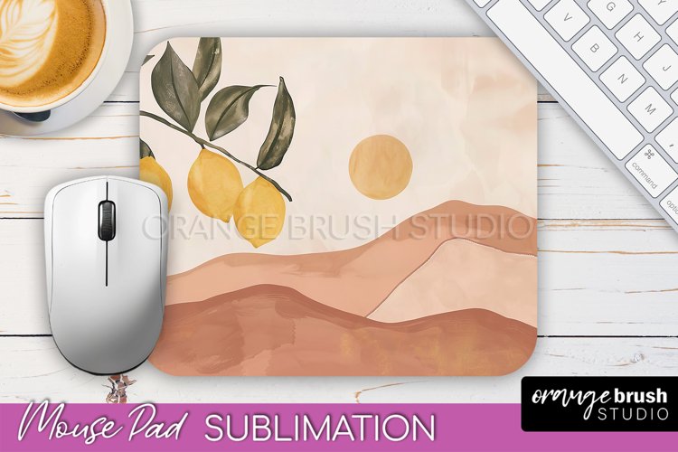 Boho Mouse Pad, Minimalist Landscape Mousepad Sublimation example image 1