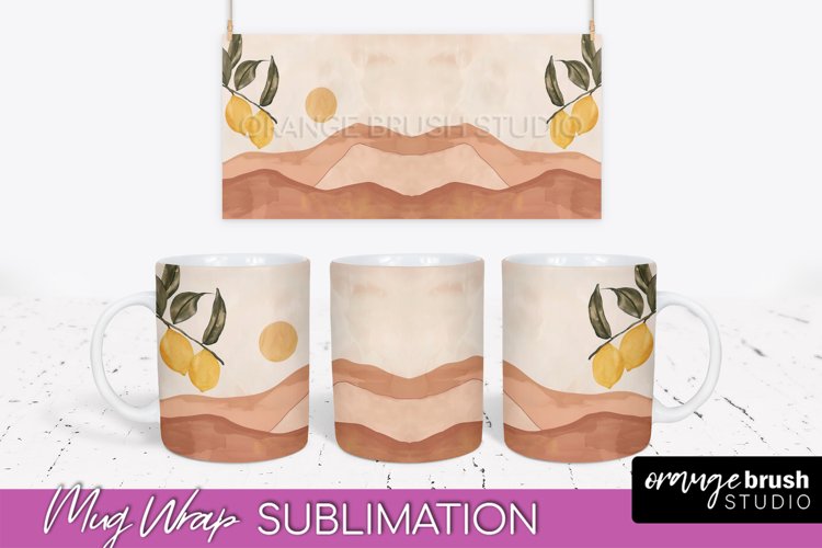 Boho Mug Wrap - Minimalist Landscape Mug Sublimation Design