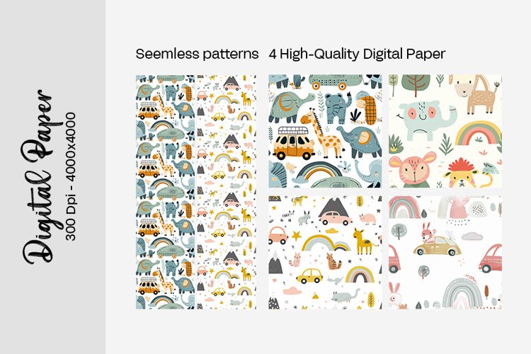 Nursery Boho digital paper Seamless backgrounds