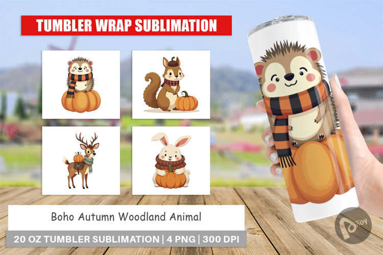 Tumbler Boho Woodland Animals