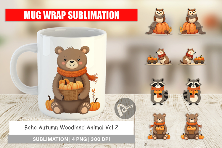 Mug Wrap Boho Woodland Animals