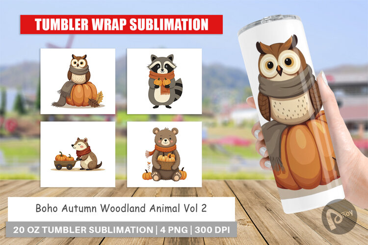 Tumbler Boho Woodland Animals example image 1