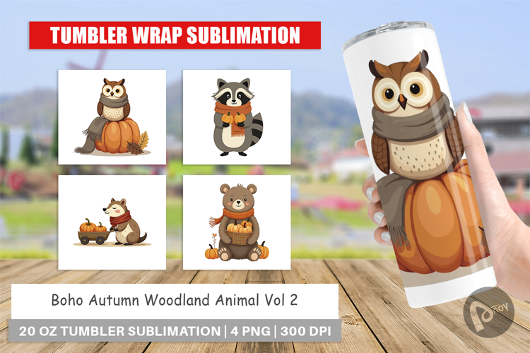 Tumbler Boho Woodland Animals