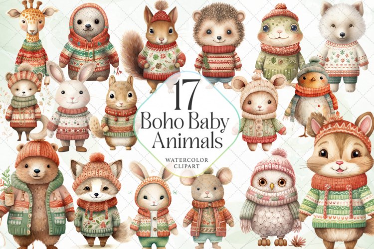 Boho Baby Animals Sublimaation Clipart