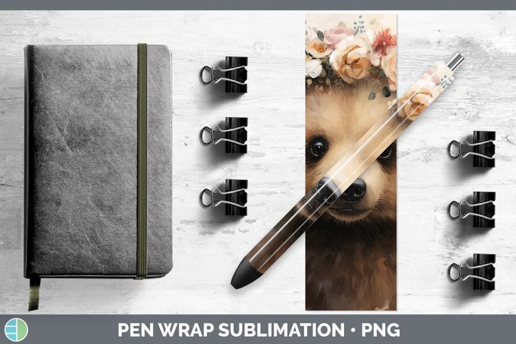 Boho Baby Brown Bear Pen Wrap Sublimation Epoxy Pen Designs