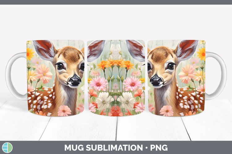 Boho Baby Deer Mug Wrap Sublimation Coffee Cup Designs