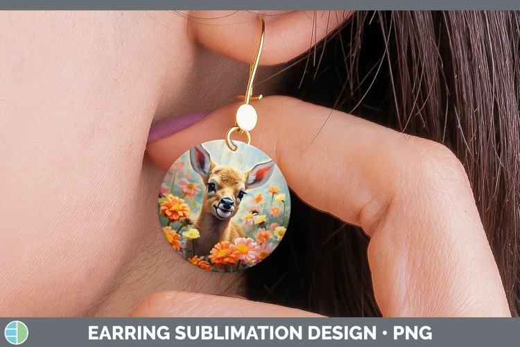Boho Baby Elk Round Earrings Sublimation Earrings Designs