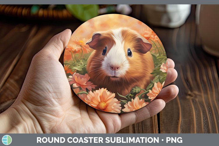 Boho Baby Guinea Pig Round Coaster Sublimation Coaster Desig