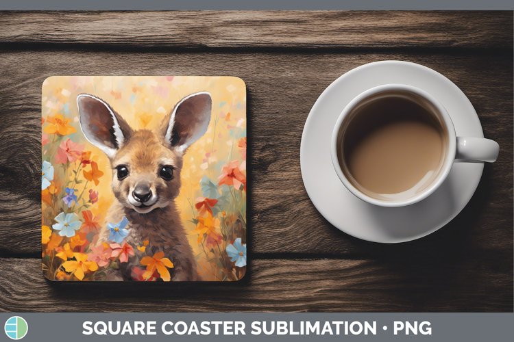 Boho Baby Kangaroo Square Coaster Sublimation Coaster Design