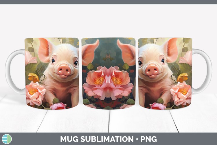Boho Baby Pig Mug Wrap Sublimation Coffee Cup Designs
