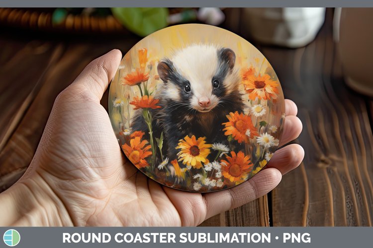 Boho Baby Skunk Round Coaster Sublimation Coaster Designs
