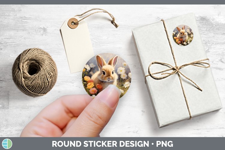 Boho Baby Snowshoe Hare Stickers | Round Labels Designs
