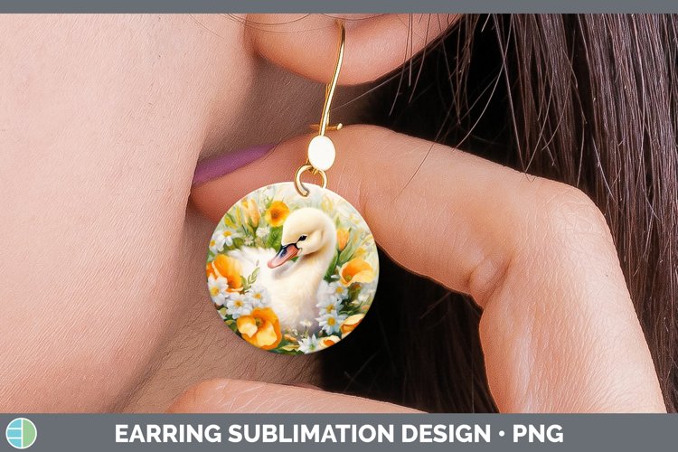 Boho Baby Swan Round Earrings Sublimation Earrings Designs