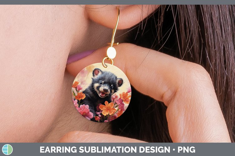 Boho Baby Tasmanian Devil Round Earrings Sublimation Earring