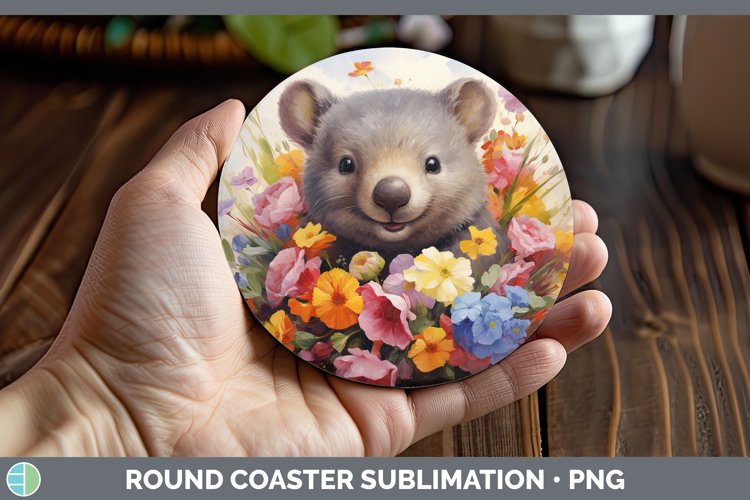 Boho Baby Wombat Round Coaster Sublimation Coaster Designs