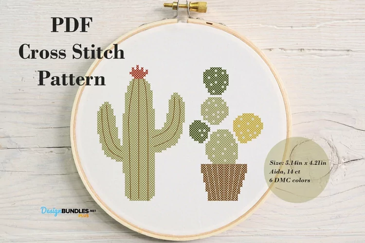 Boho Cacti Cross Stitch Pattern - Digital Download PDF