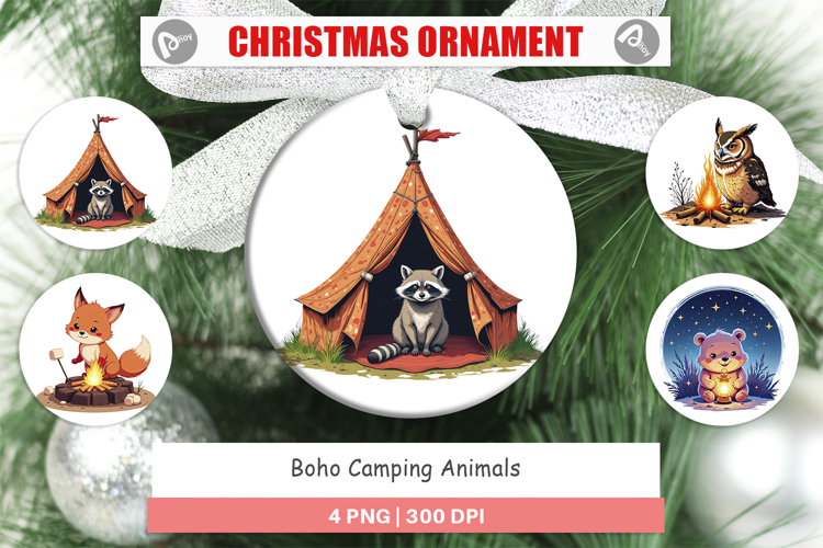 Ornament Boho Camping Animals