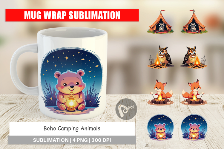 Mug Wrap Boho Camping Animals