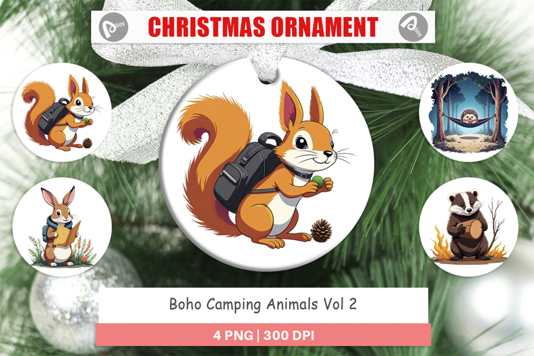 Ornament Boho Camping Animals