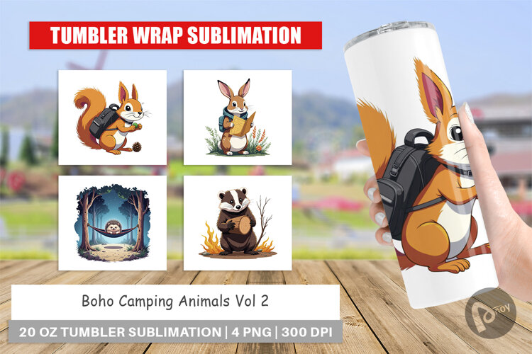Tumbler Boho Camping Animals example image 1