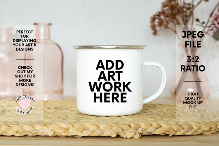 Camping Mug Mock Up | Boho Enamel Mug Mock Up