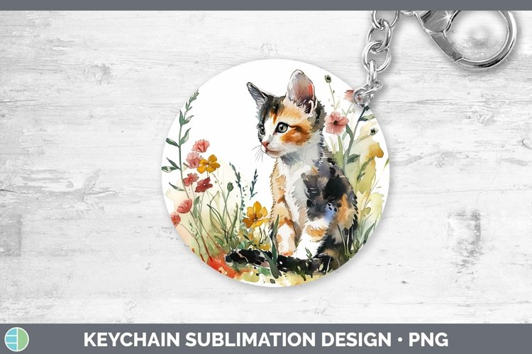 Boho Cat Calico Cat Keychain Sublimation Keyring Designs