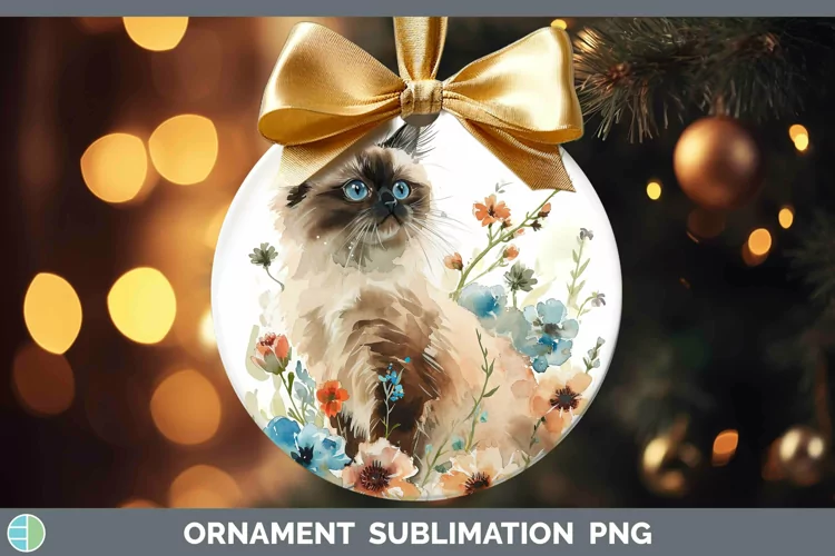 Boho Cat Himalayan Cat Ornament Sublimation Bauble Designs