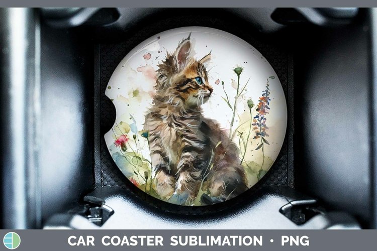 Boho Cat Maine Coon Cat Car Coaster Sublimation Coaster Desi
