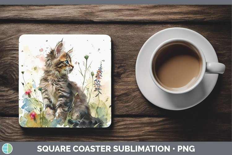 GorgeousBoho Cat Square Coaster design.