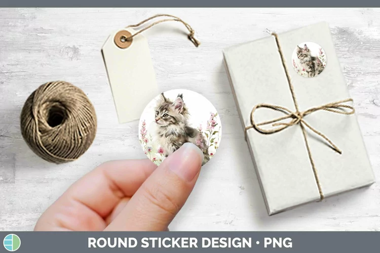 Boho Cat Norwegian Forest Cat Stickers | Round Labels Design