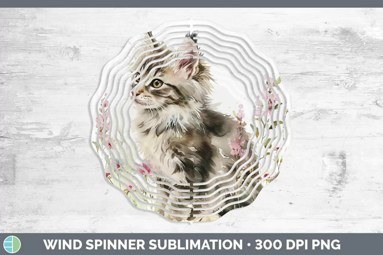Boho Cat Norwegian Forest Cat Wind Spinner Sublimation Spinn
