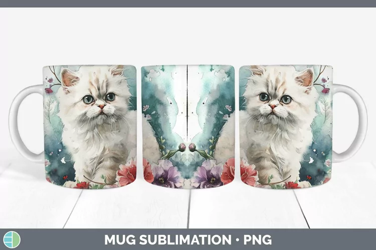 Boho Cat Persian Cat Mug Wrap Sublimation Coffee Cup Designs