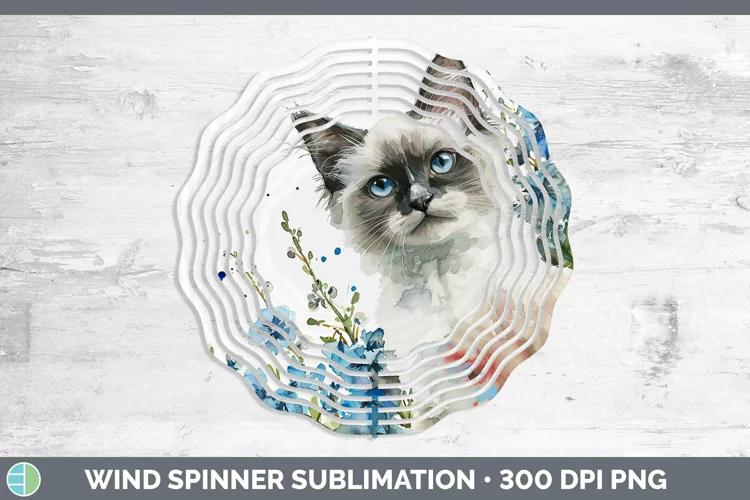 Boho Cat Ragdoll Cat Wind Spinner Sublimation Spinner Design