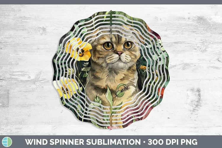 Boho Cat Scottish Fold Cat Wind Spinner Sublimation Spinner