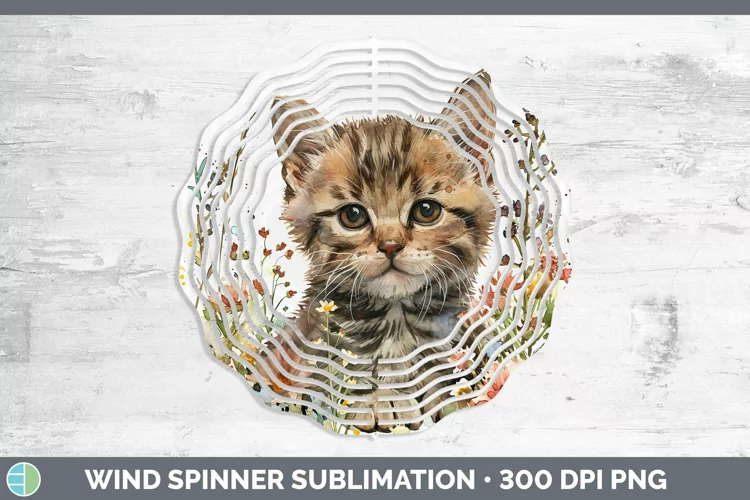 Boho Cat Tabby Cat Wind Spinner Sublimation Spinner Designs