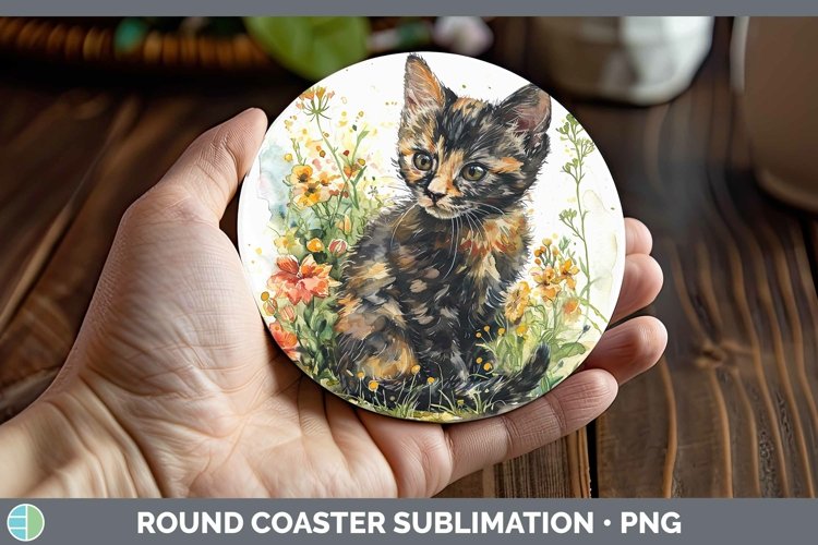 GorgeousBoho Cat Round Coaster design.