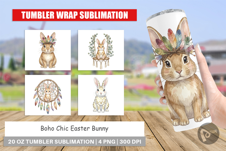 Boho Chic Easter Bunny Tumbler