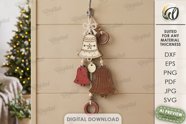 Christmas Hanging Ornaments Laser Cut. Wall Decor SVG example image 1