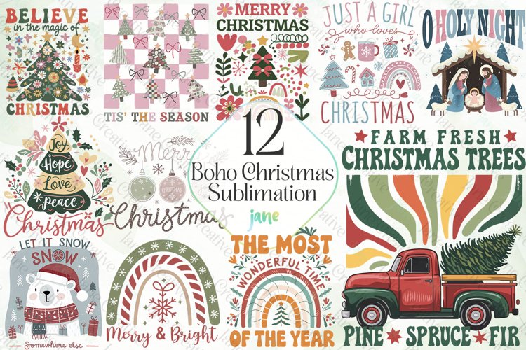 Boho Christmas Clipart Image 8