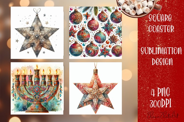 Happy Christmas Coaster Design | boho Square